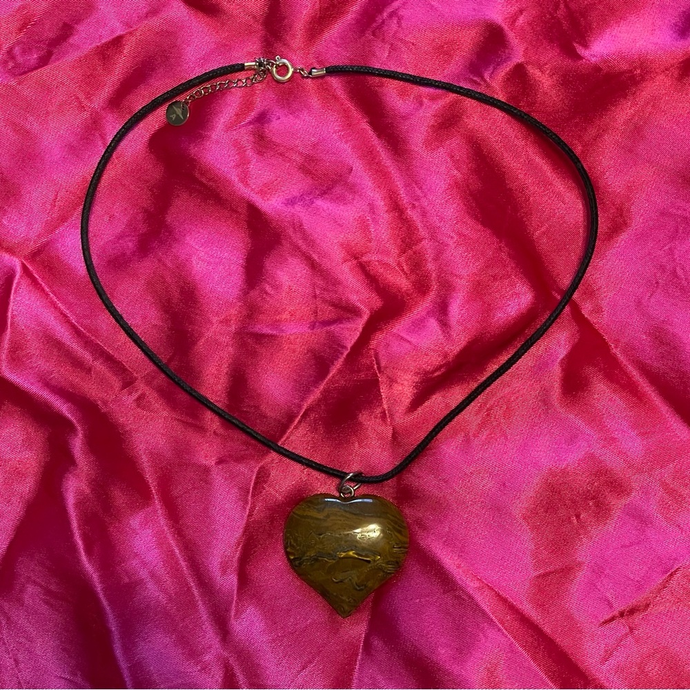 Arcanum Crystal Heart Pendant Necklace with Black Cord